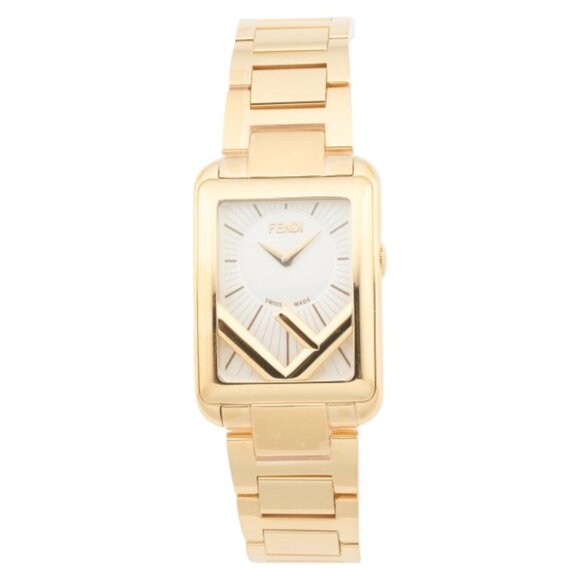 FENDI Women's Swiss Made Run Away Rectangle Gold Stainless Bracelet Watch - Picture 1 of 3